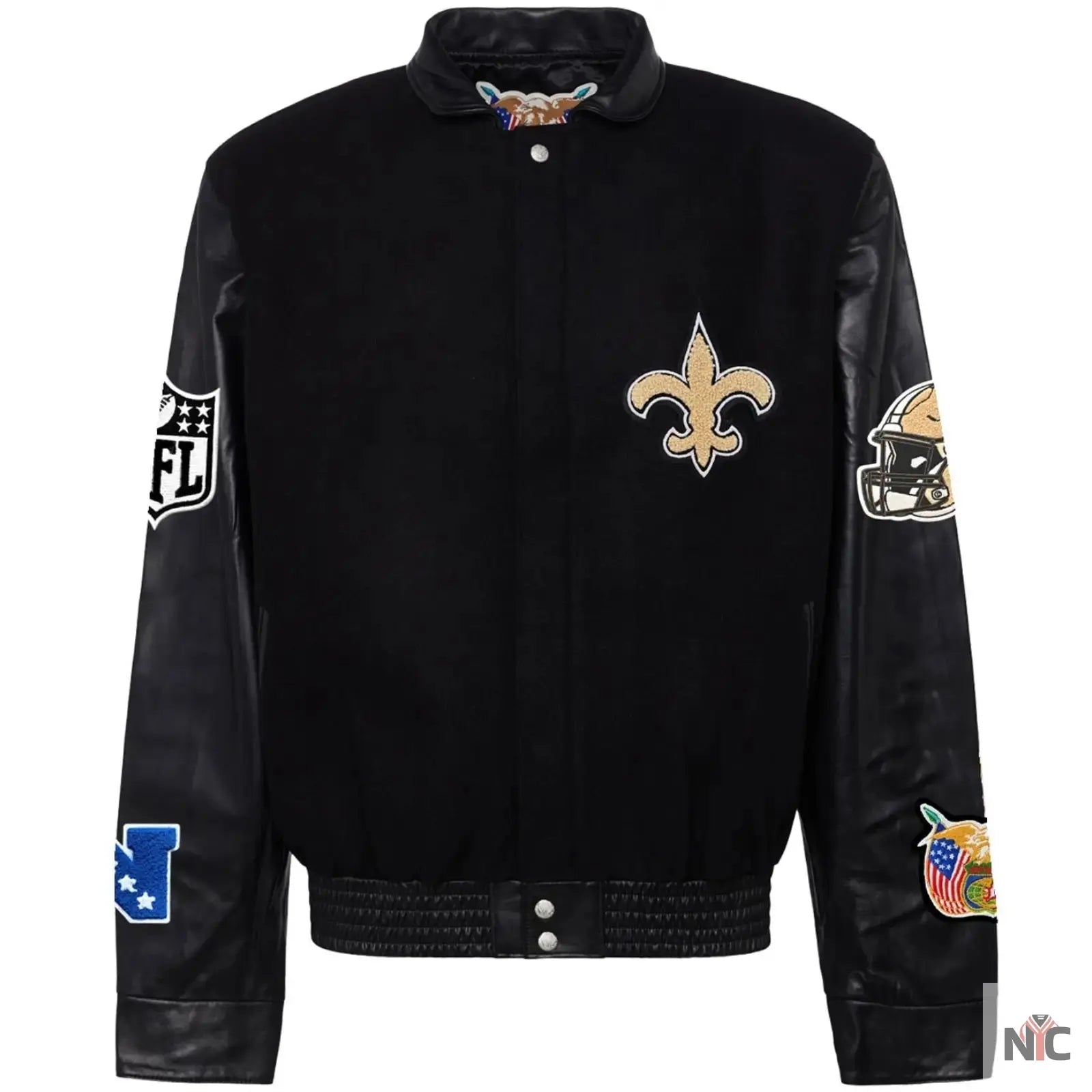 New Orleans Saints Jeff Hamilton Wool and Leather Jacket