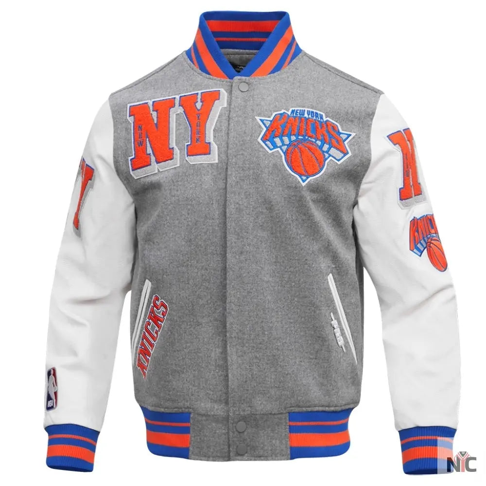 New York Knicks Mashup Wool &amp;amp; Leather Varsity Jacket