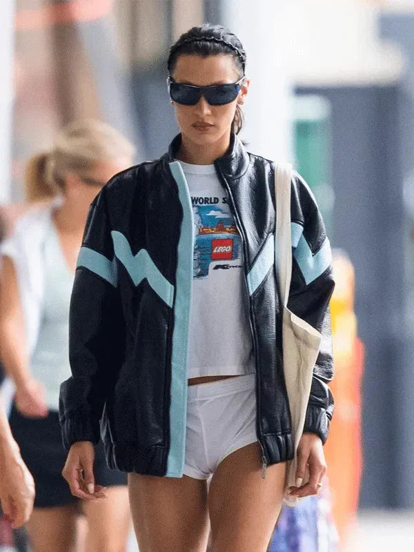 New York Street Bella Hadid Black Leather Jacket