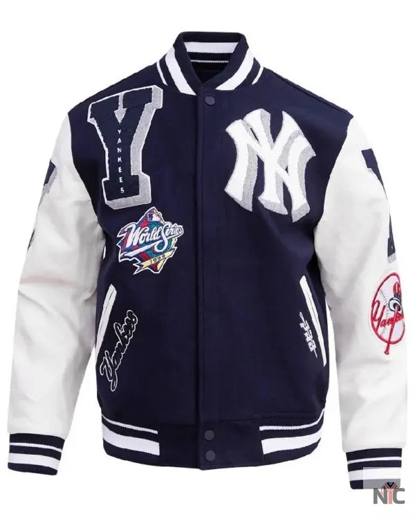 New York Yankees Mashup Wool &amp;amp; Leather Varsity Jacket