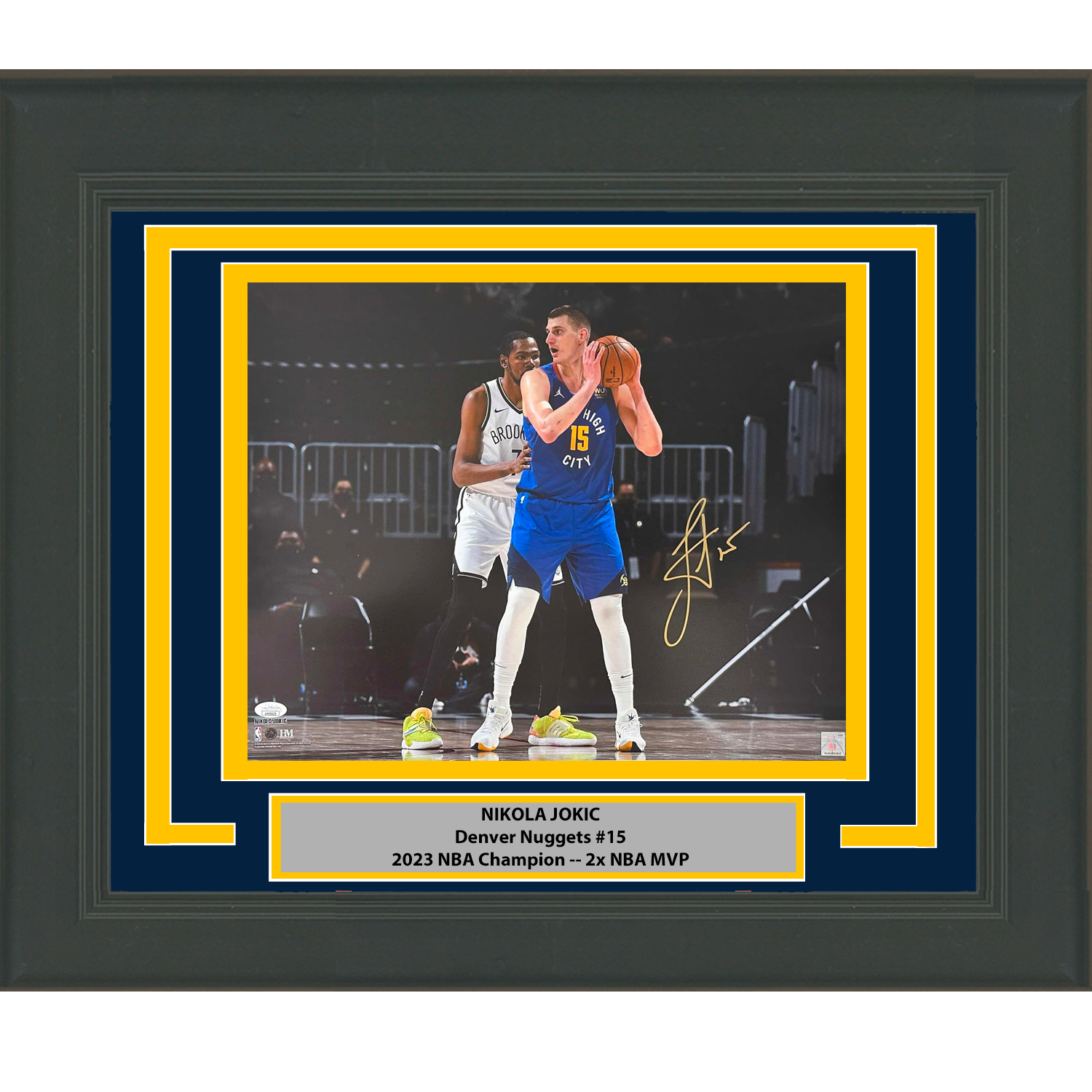Framed Autographed/Signed Nikola Jokic Denver Nuggets 16x20 Basketball Photo JSA COA #3