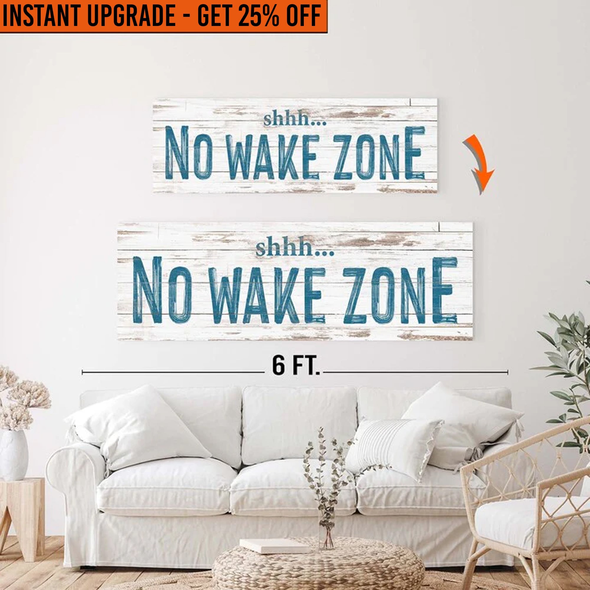 Upgrade Your 48x16 Inches Canvas &amp;#39;No Wake Zone Sign XIII&amp;#39; To 60x20 Inches Canvas