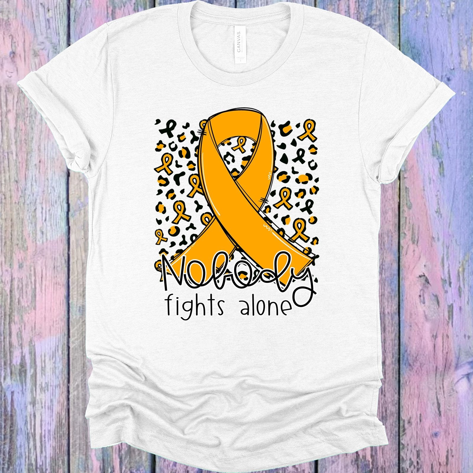 Nobody Fights Alone Light Orange Ribbon Graphic Tee