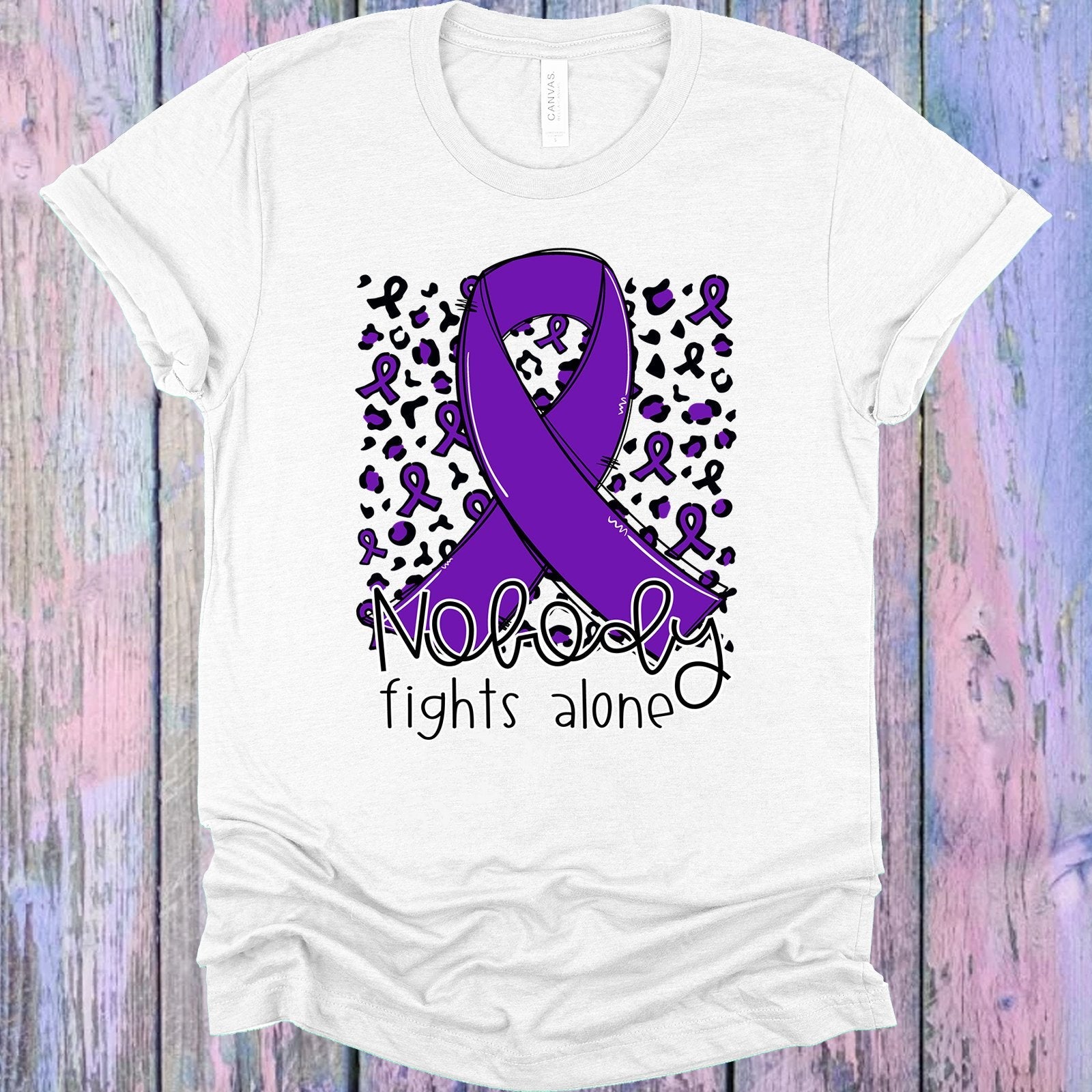 Nobody Fights Alone Purple Ribbon Graphic Tee