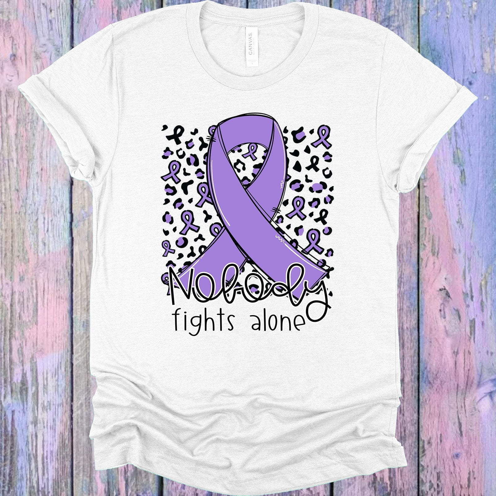 Nobody Fights Alone Light Purple Ribbon Graphic Tee