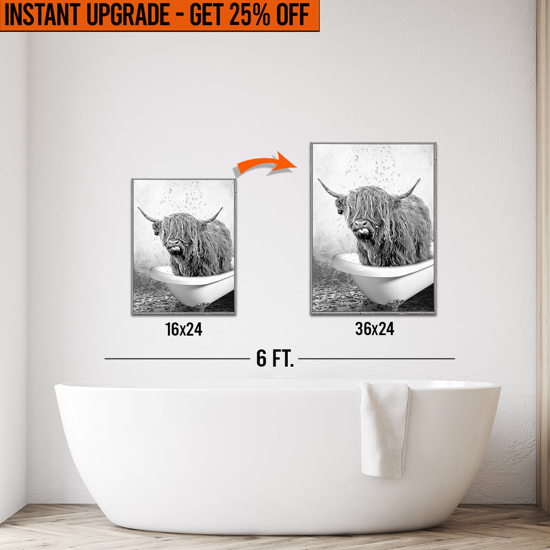 Upgrade Your 16x24 &amp;#39;Highland Cattle Bath&amp;#39; Canvas To 36x24 Inches