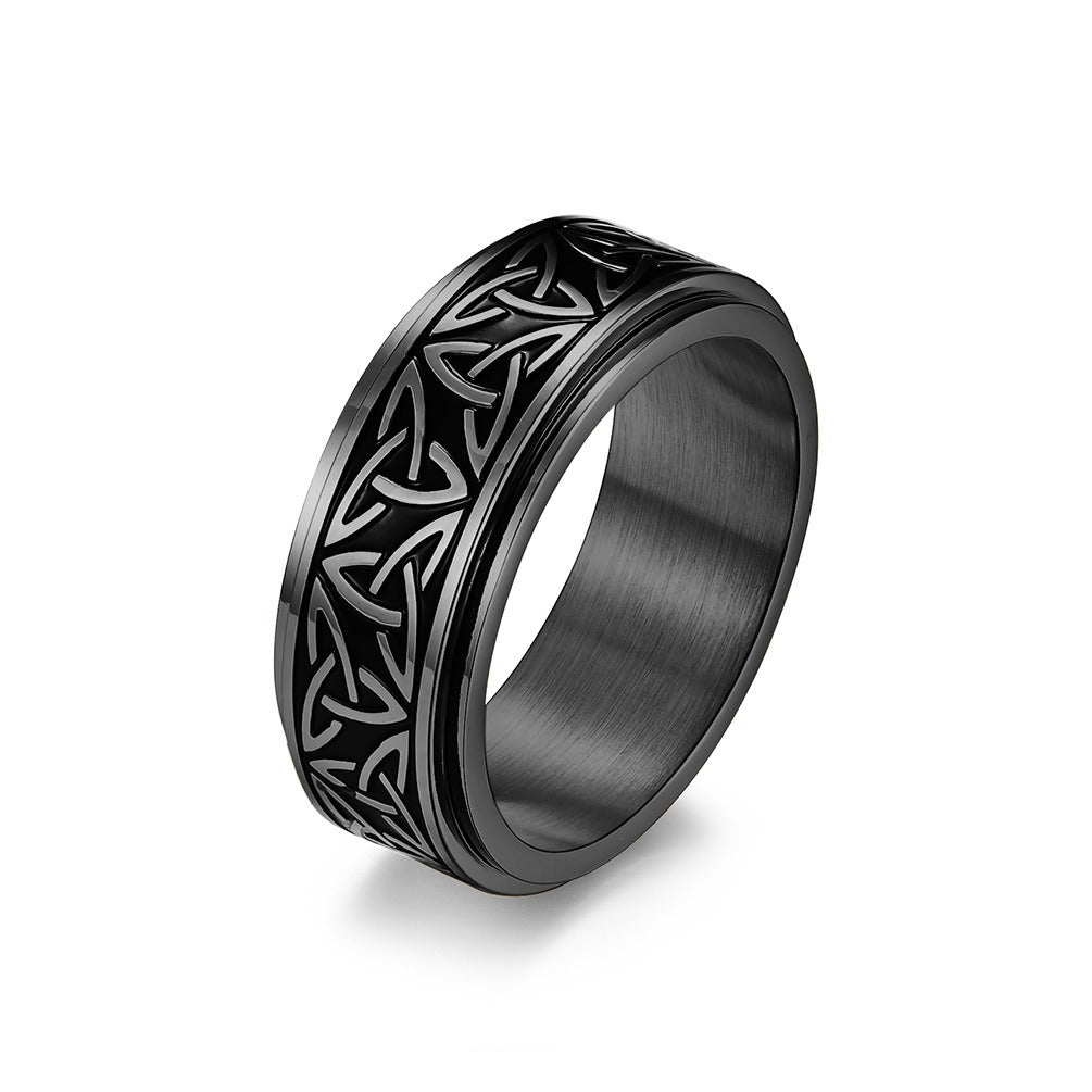 Nordic Norwegian Viking Triangle Rotatable Titanium Steel Ring
