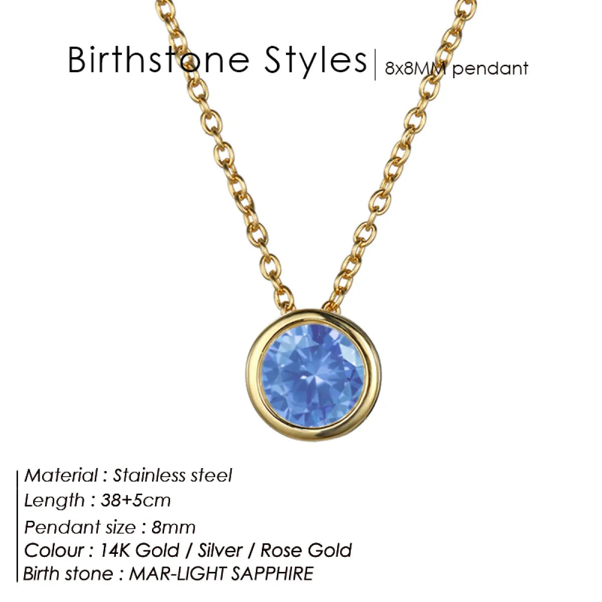 Style Loft Collection Stainless Steel Birth Gemstone Necklace