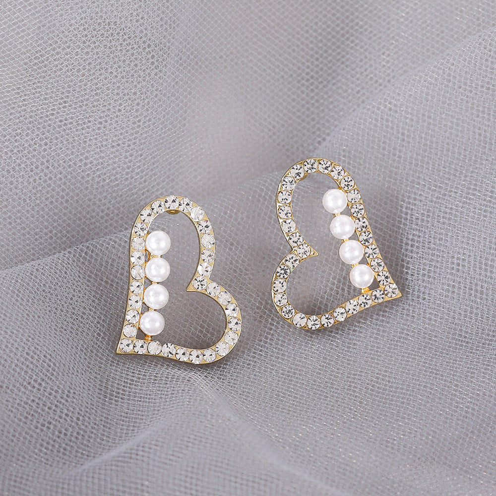 Love Heart Crystal Pearl Earring