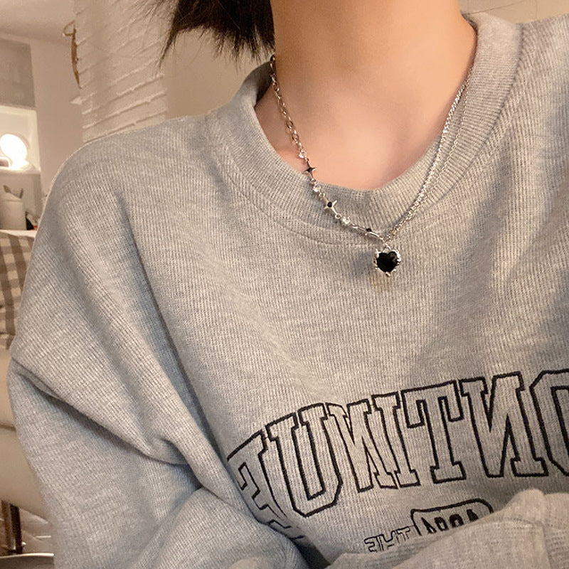 Love Star Rhinestone Chain Necklace Women