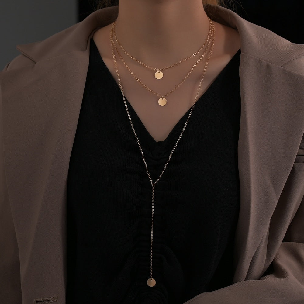Coin Chain Pendant Sequins Multi Layers Necklaces
