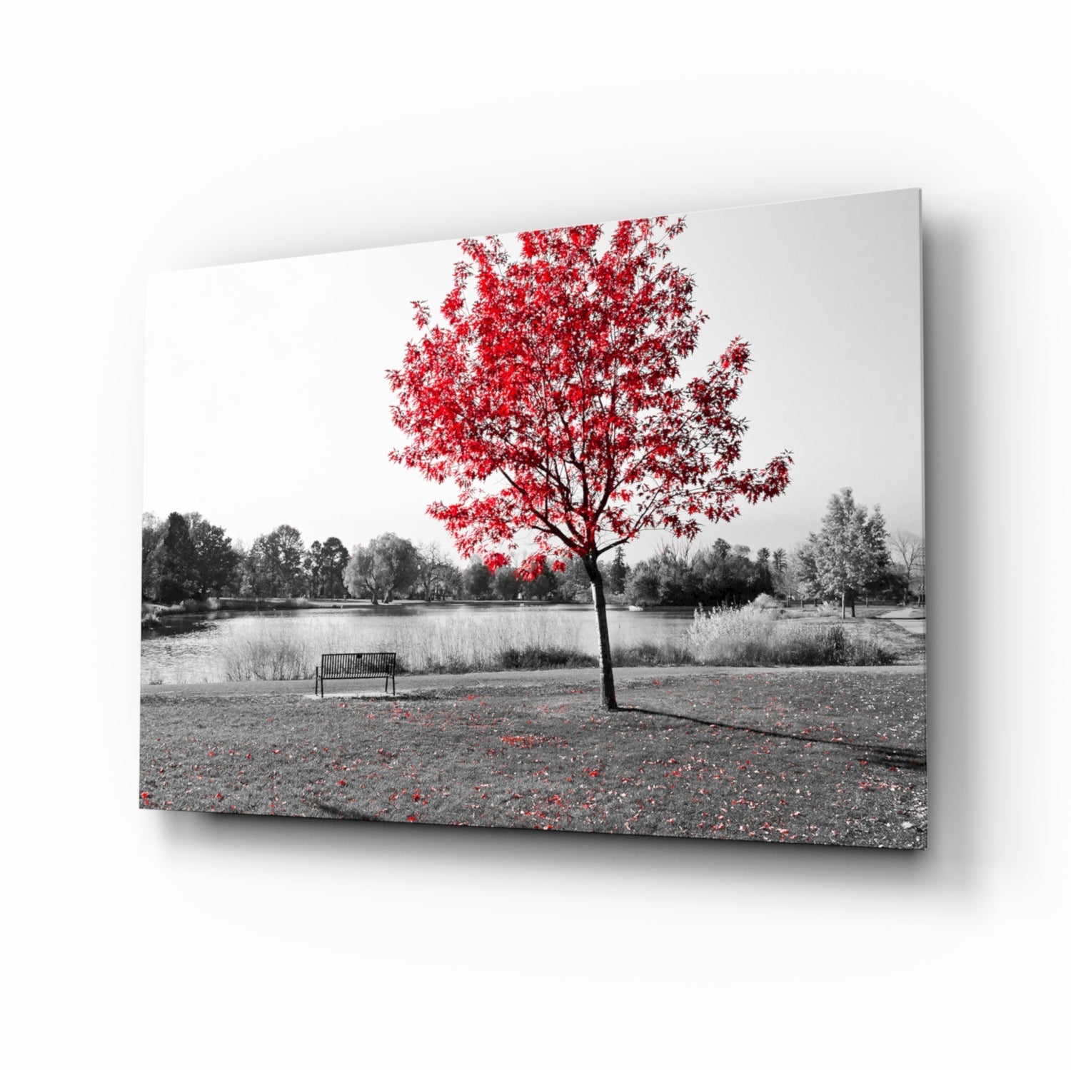 Red Tree Glass Wall Art
