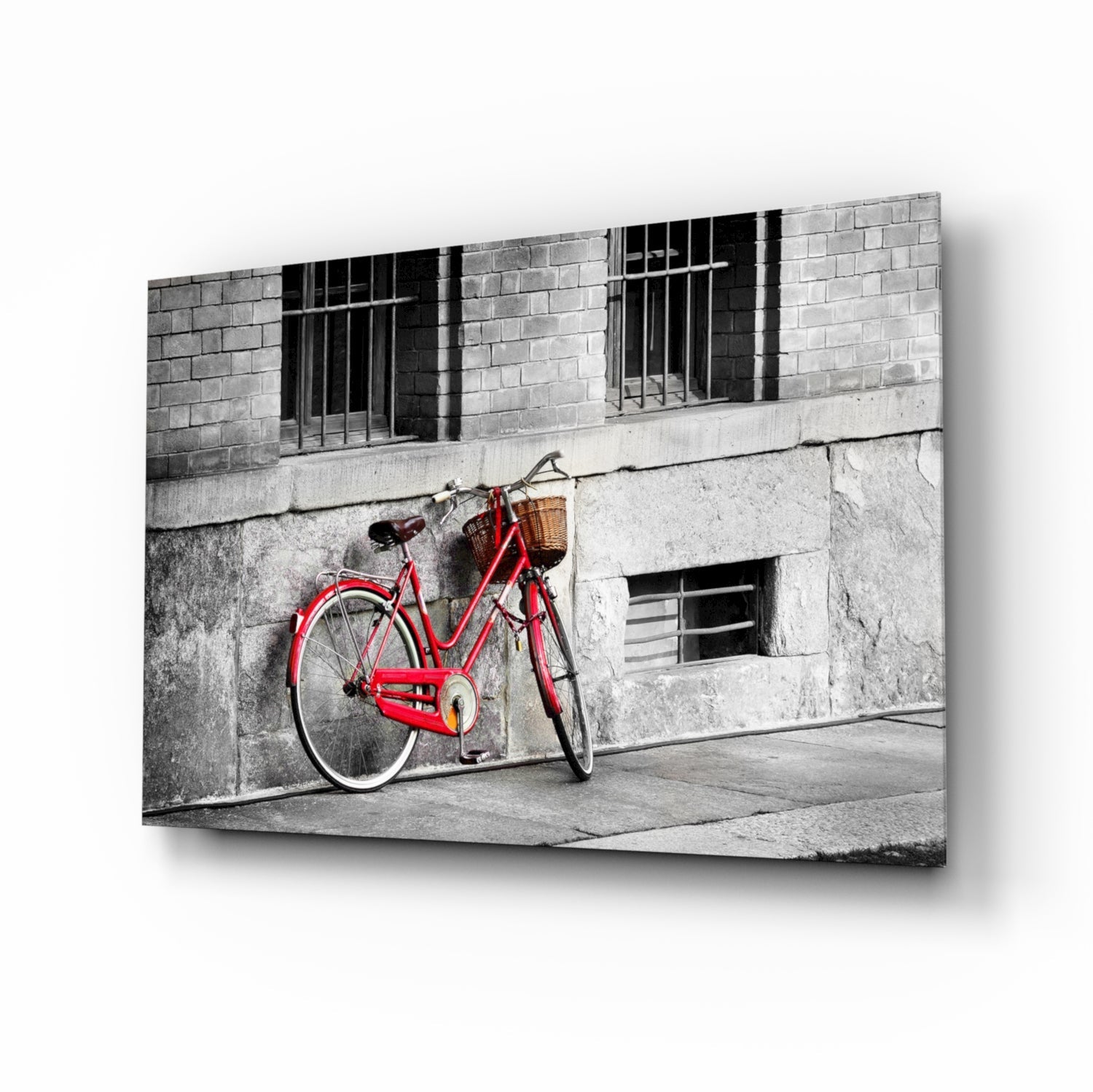 Red Bicycle Glass Wall Art