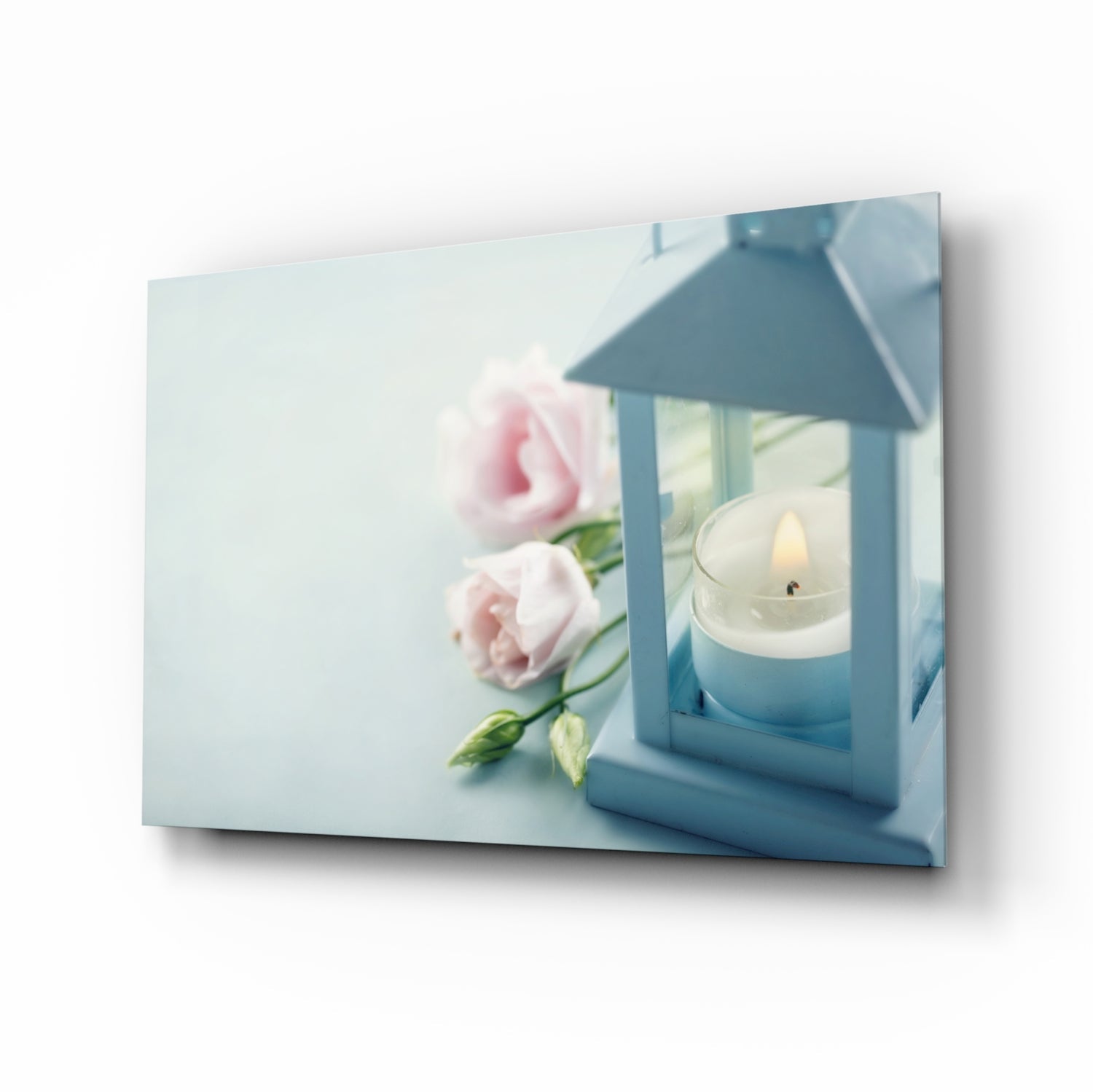 Candle &amp;amp; Rose Glass Wall Art