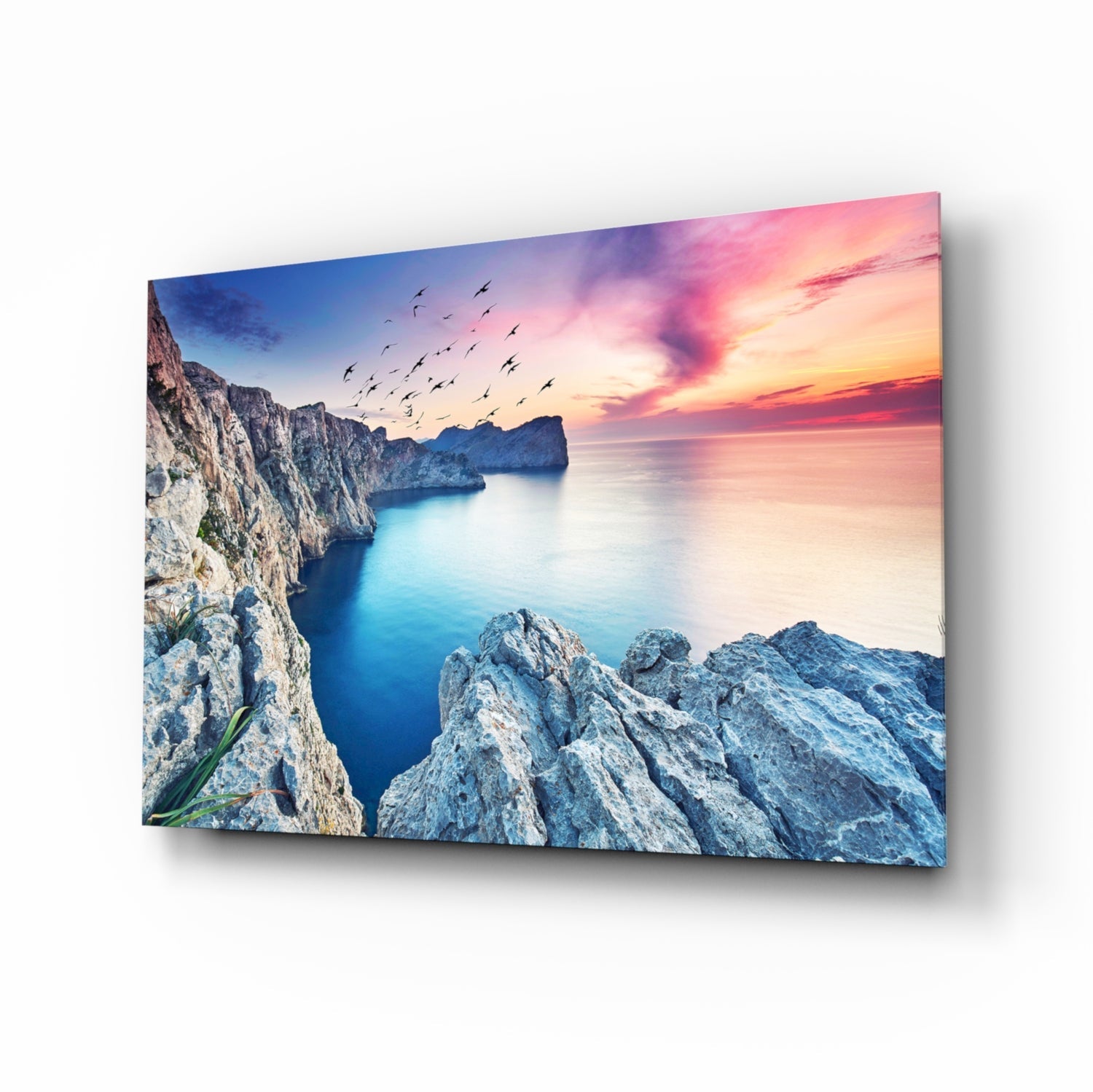 Red Sunset Glass Wall Art