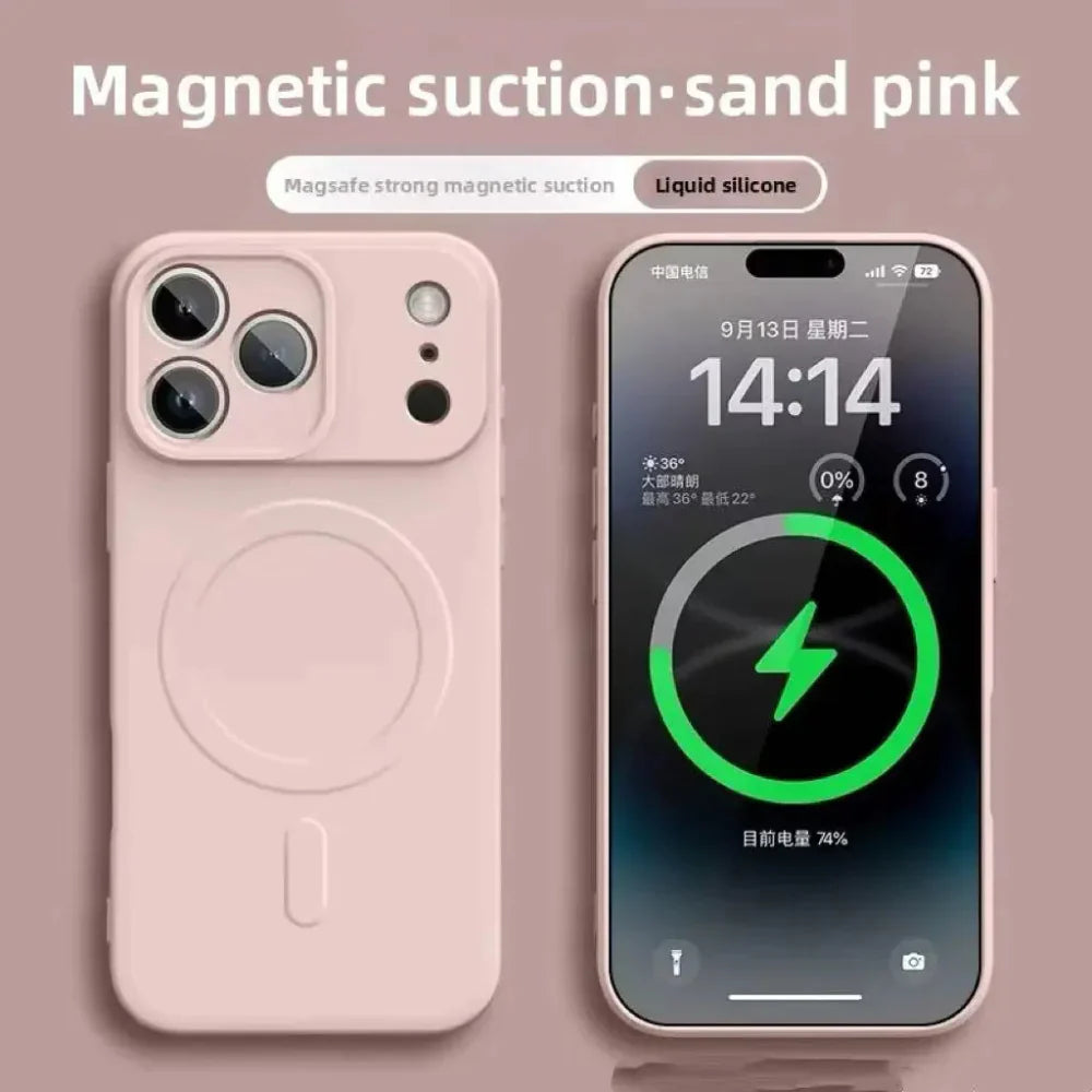 Soft Silicone Magnetic charging compatible case for iPhone 14 to iPhone 17 series