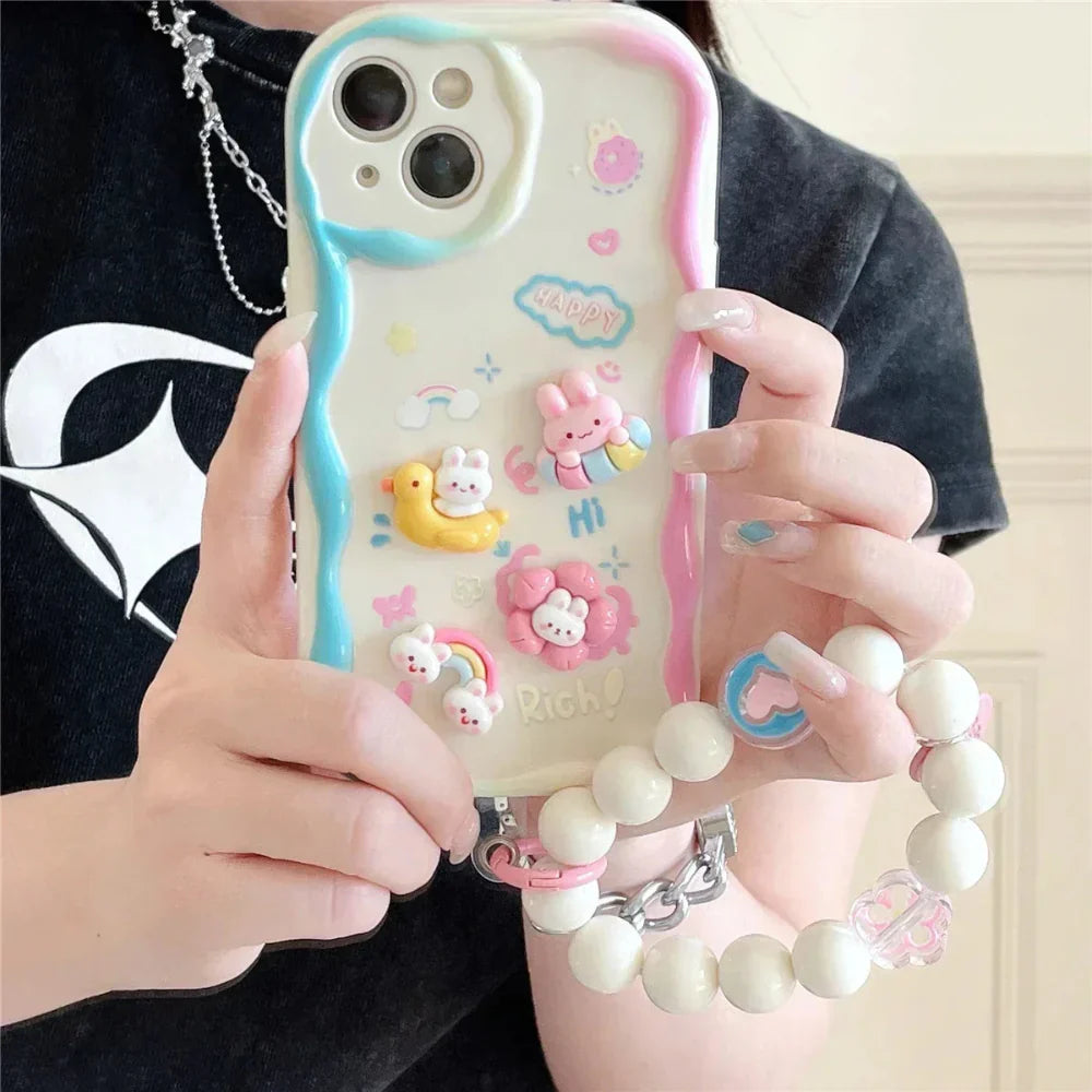 Happy Bunny Cartoon Phone Case for iPhone 12 to 17 series