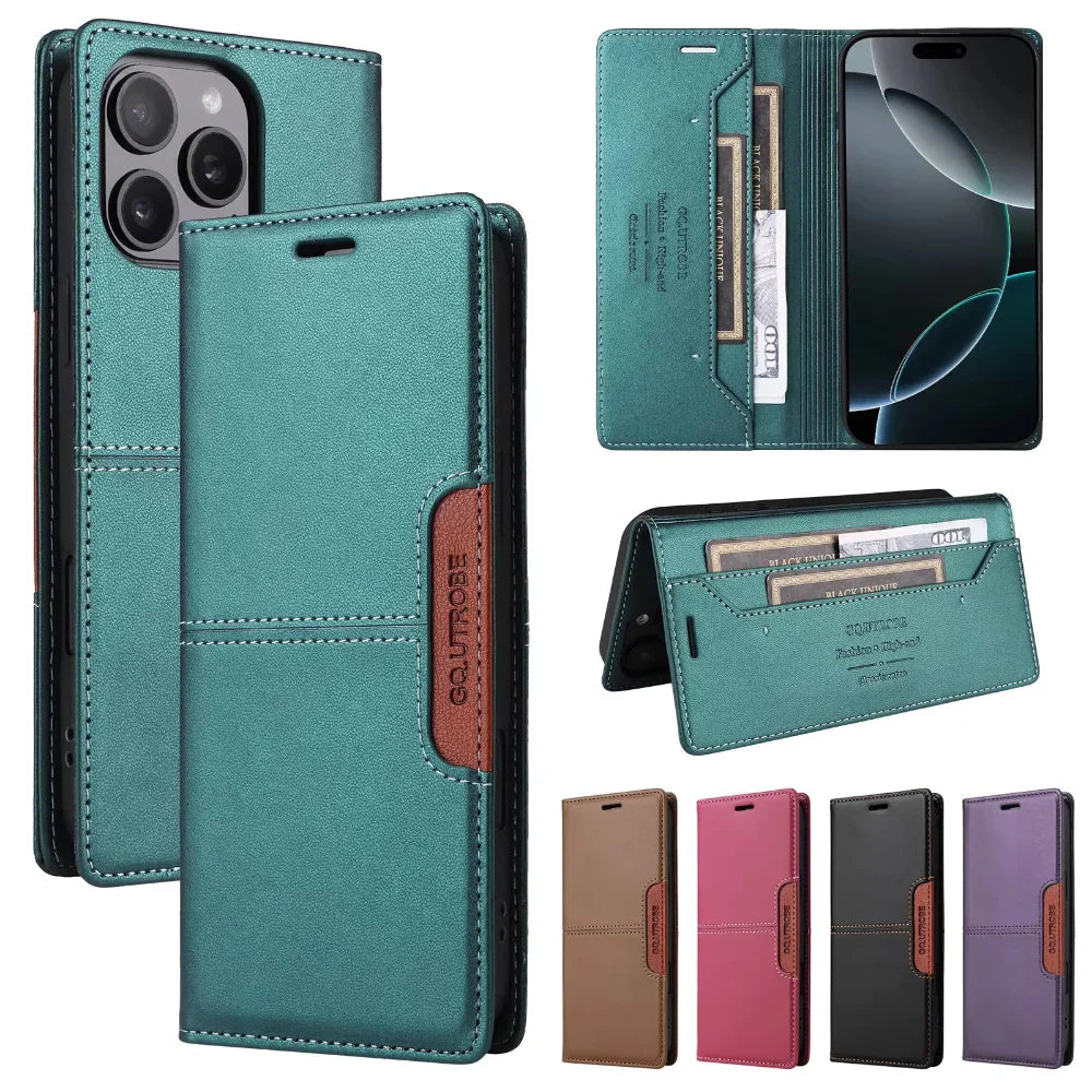 Magnetic Flip Wallet Case for iPhone 12 to 17 series