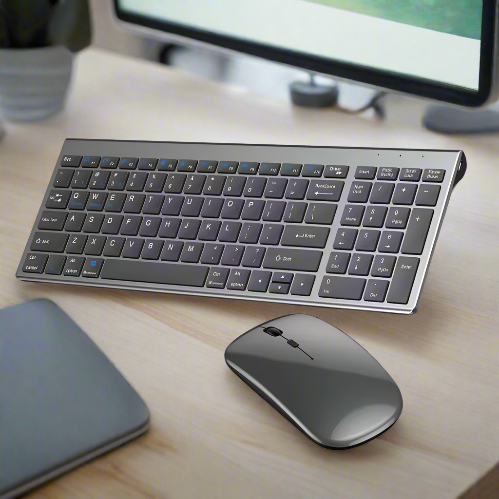 Onetify Dual Mode Wireless Ultra Thin Full Size Wireless Keyboard and Mouse Set