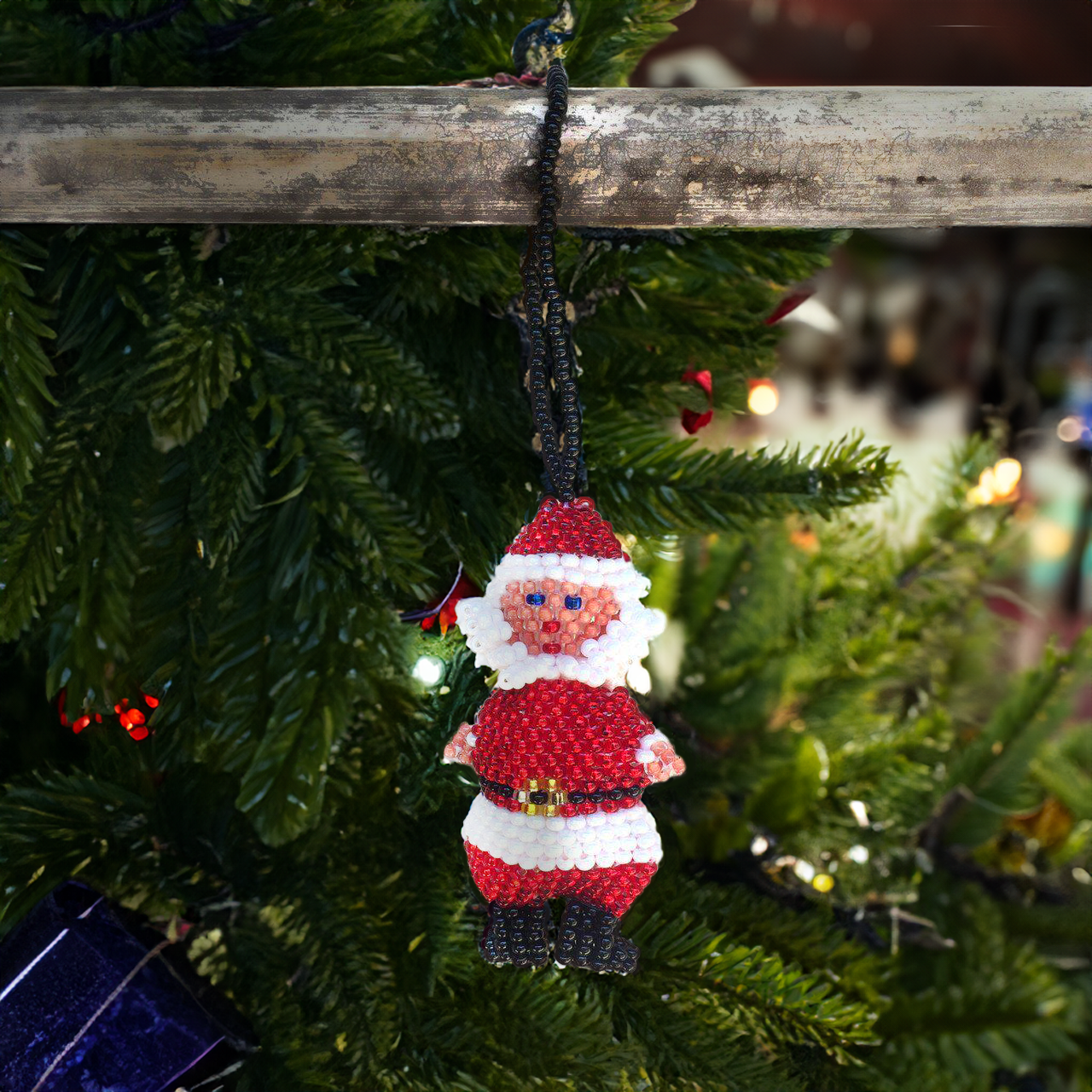 Santa Seed Bead Ornament - Guatemala