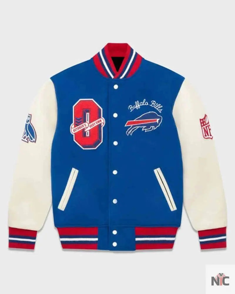 OVO NFL Buffalo Bills Blue And White Varsity Jacket