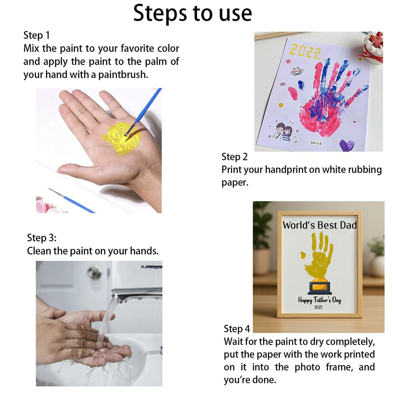 Personalized DIY Handprint Art Frame for Dad, Father's Day Printable Frame, Special Gift for Dad, Gift for Husband 682266