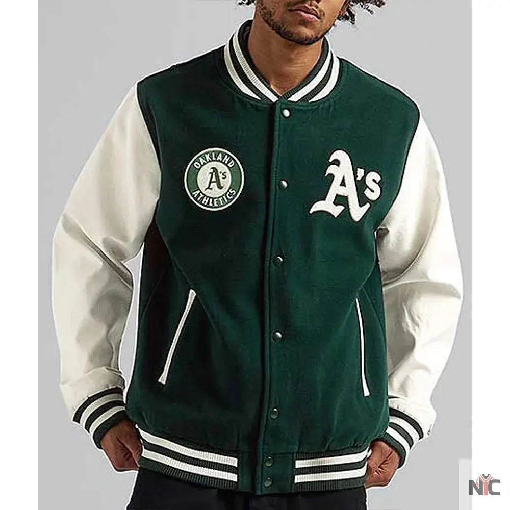 Oakland Athletics Green and White Varsity Jacket