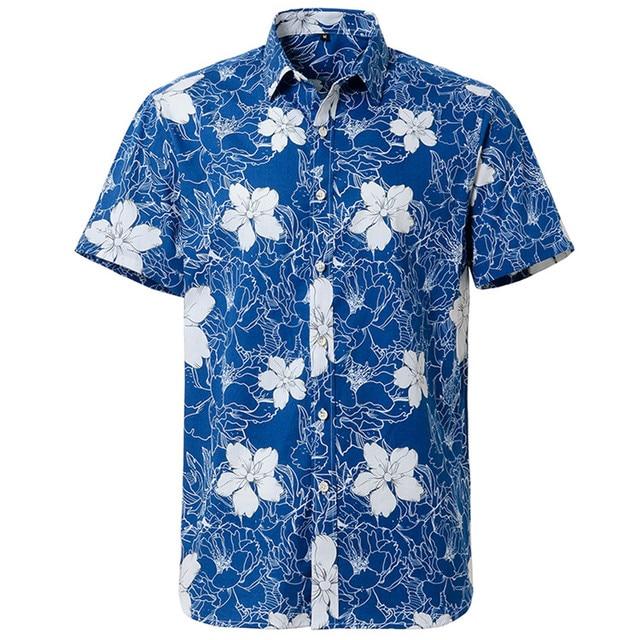 Ocean Hibiscus Hawaiian Cotton Short Sleeve Shirt