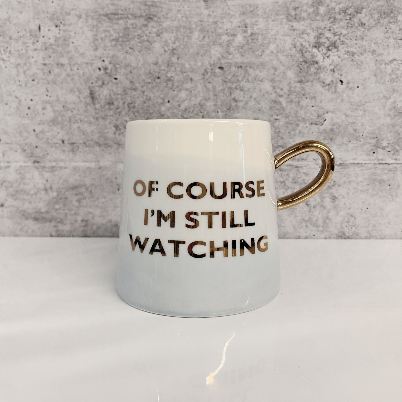 Of Course I&amp;#39;m Still Watching Netflix Themed Funny Tapered Mug | 11 oz | White and Blue Watercolor