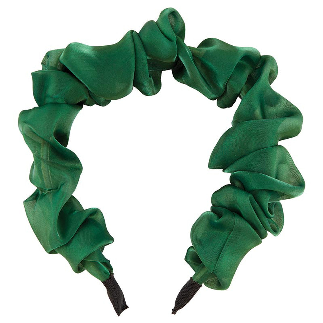 Olive Chiffon Headband | Poly Satin Green Headpiece Hair Accessory | 6.25&amp;#39;&amp;#39;
