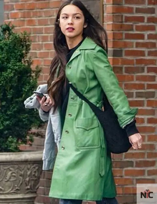 Olivia Rodrigo 2023 Green Leather Coat