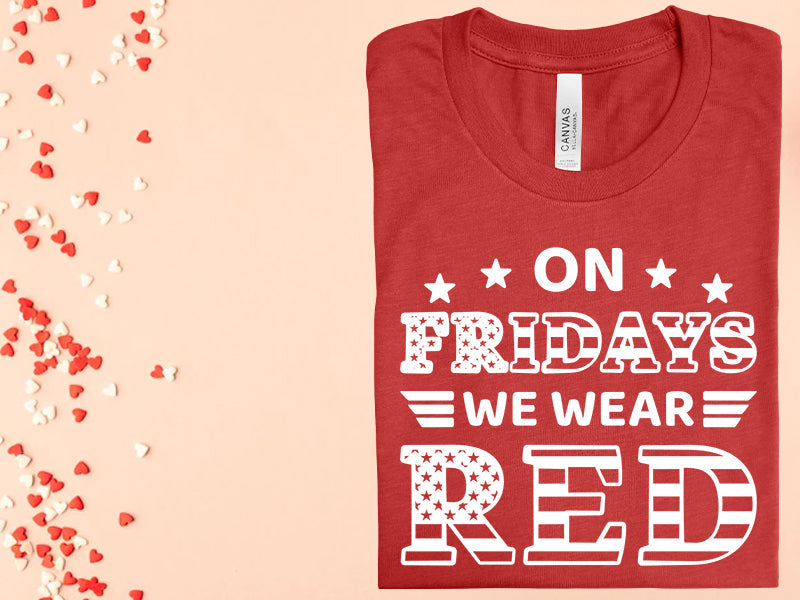 ON FRIDAYS WE WEAR RED GRAPHIC TEE