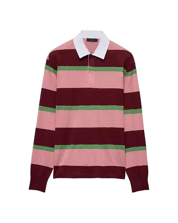 On Brand With Jimmy Fallon Pink &amp;amp; Red Striped Polo Top