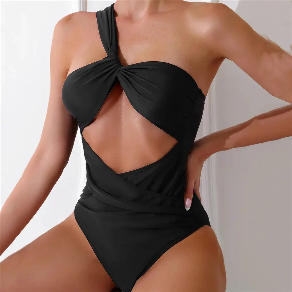 Sexikinis Swim Black One Piece Women&amp;#39;s Swimsuit - Sexy, One Shoulder, Premium