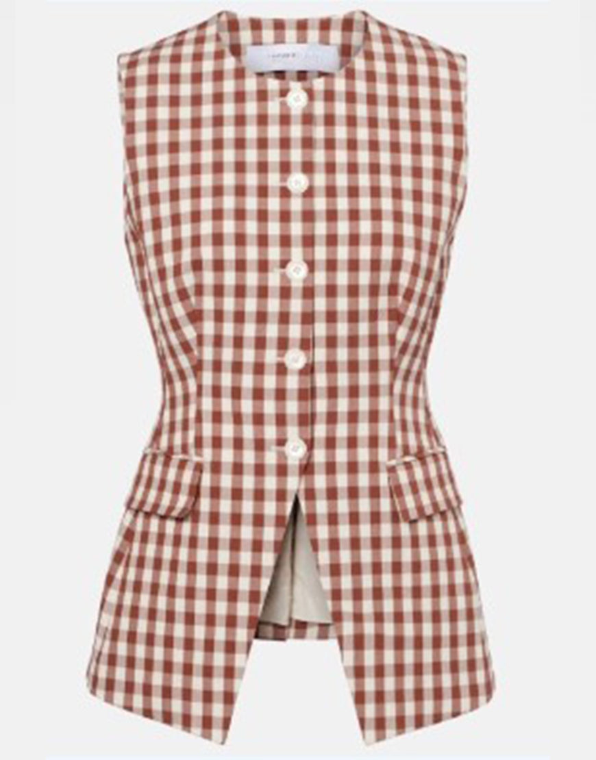 Only Murders In The Building S05 Selena Gomez Gingham Vest