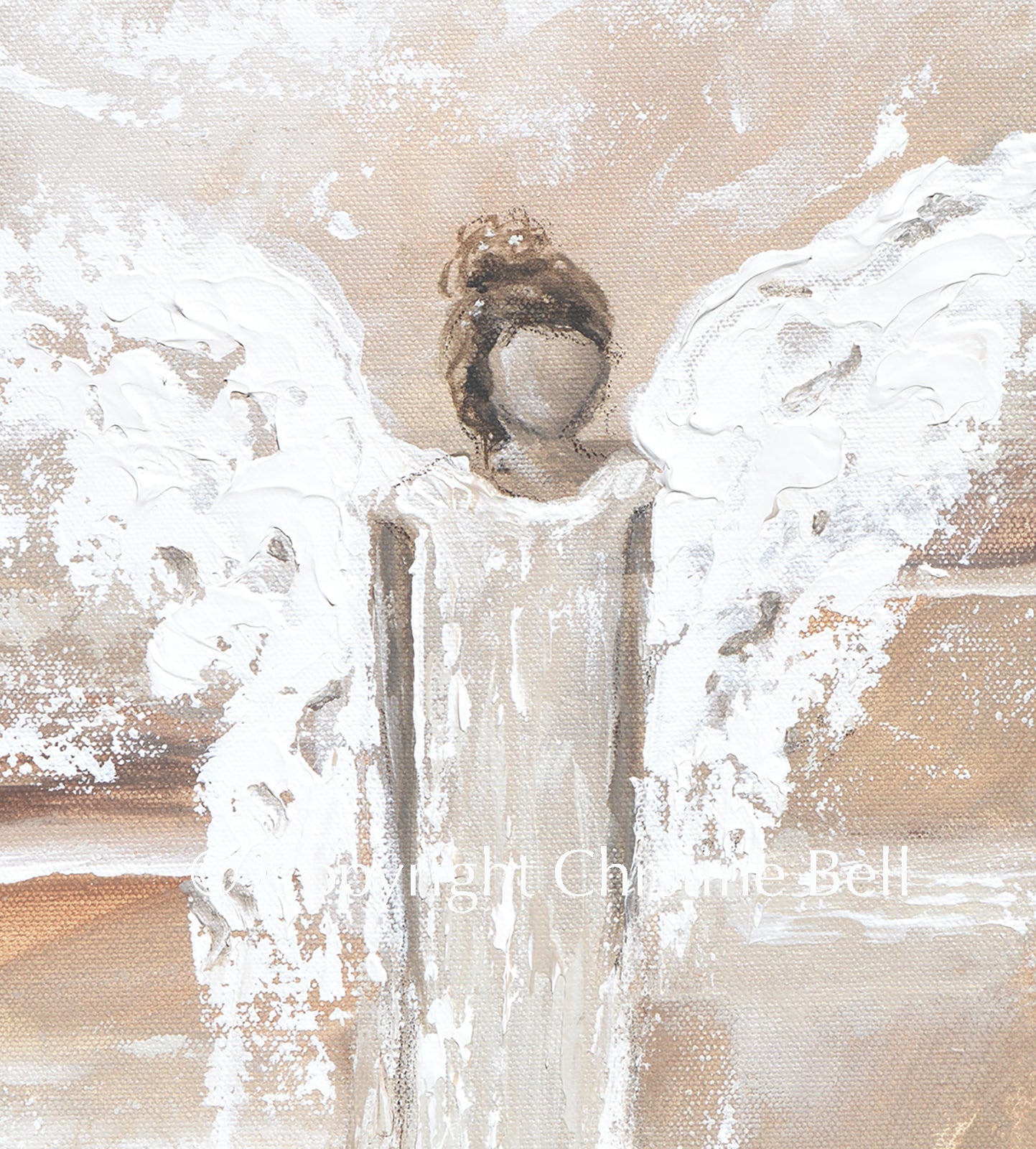 "She Bestows Strength" GICLEE PRINT, Angel Painting, Modern Neutral Guardian Angel