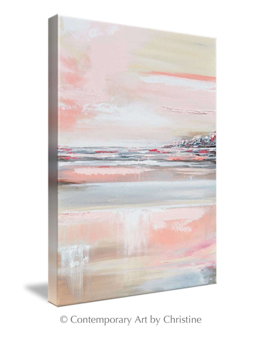 "Romantic Impressions" GICLEE PRINT Art Pink White Grey Beige Coastal Abstract Painting Modern Wall Art