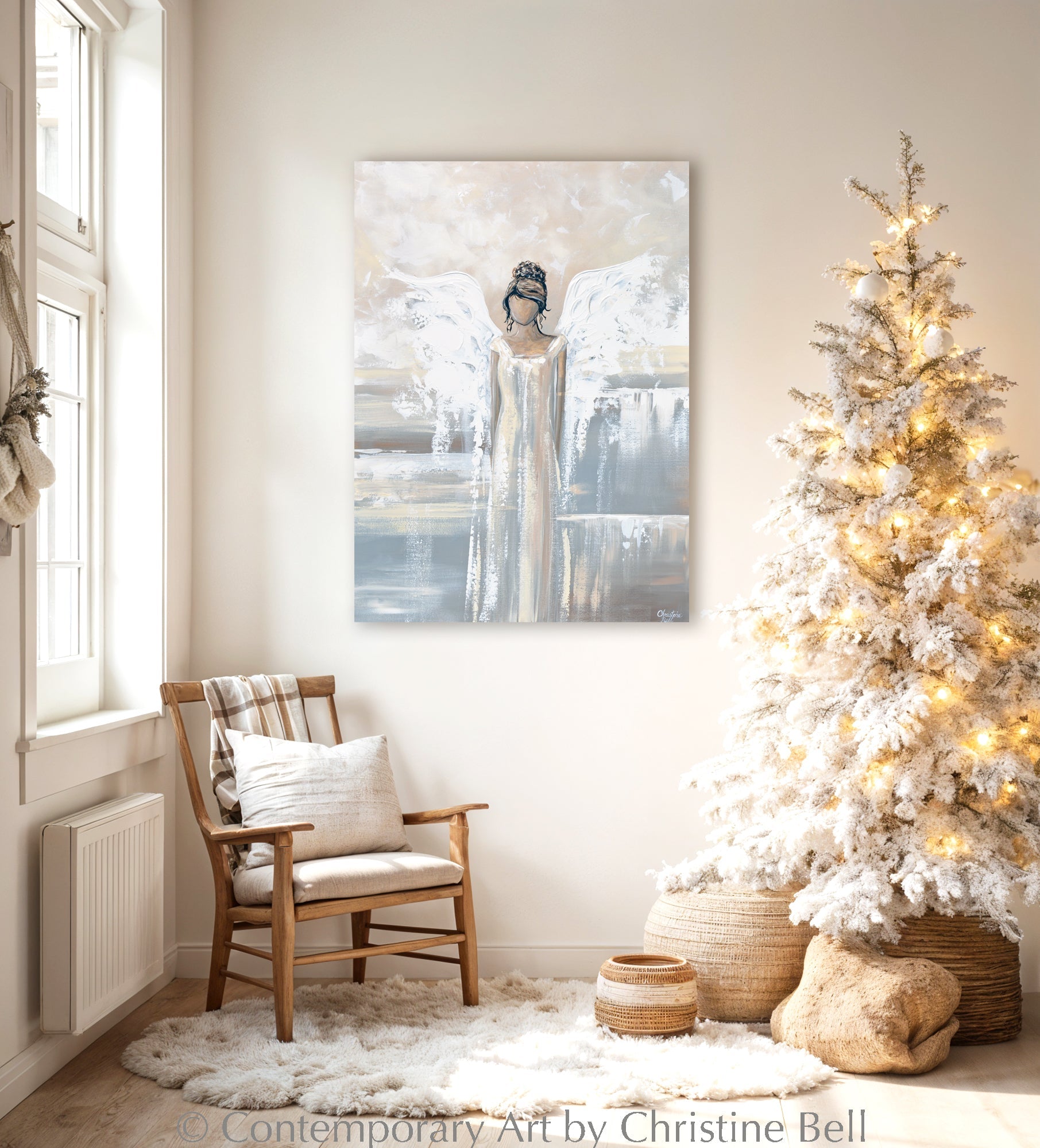 "Bringing Peace and Love" GICLEE PRINT Abstract Angel Painting Elegant Guardian Angel