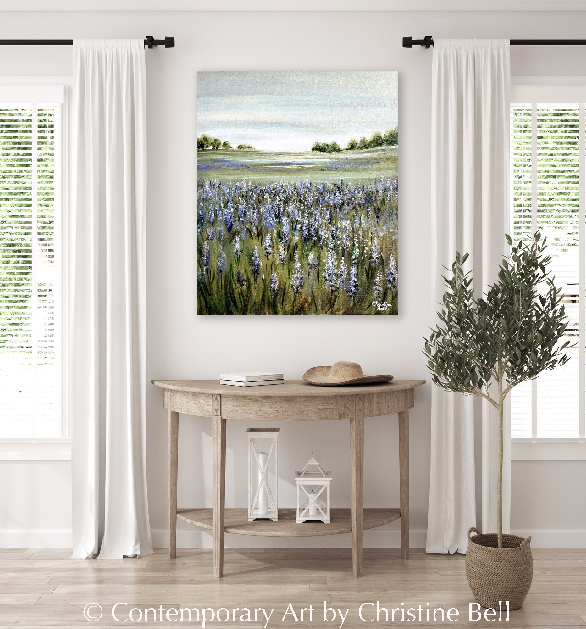 "Lupine Meadow" GICLÉE PRINT, Modern Floral Landscape Painting, Lavender Flowers