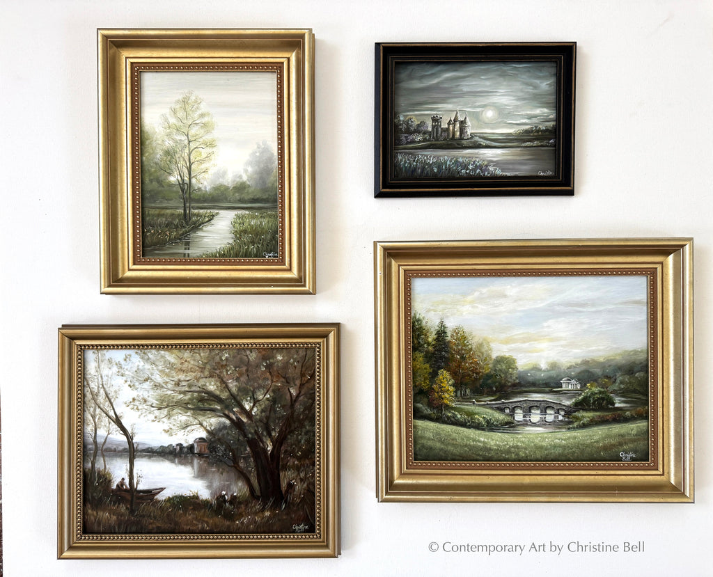 "Where Time Stands Still" GICLÉE PRINT Landscape Oil Painting, Autumn Trees, Meadow, Reflections Water