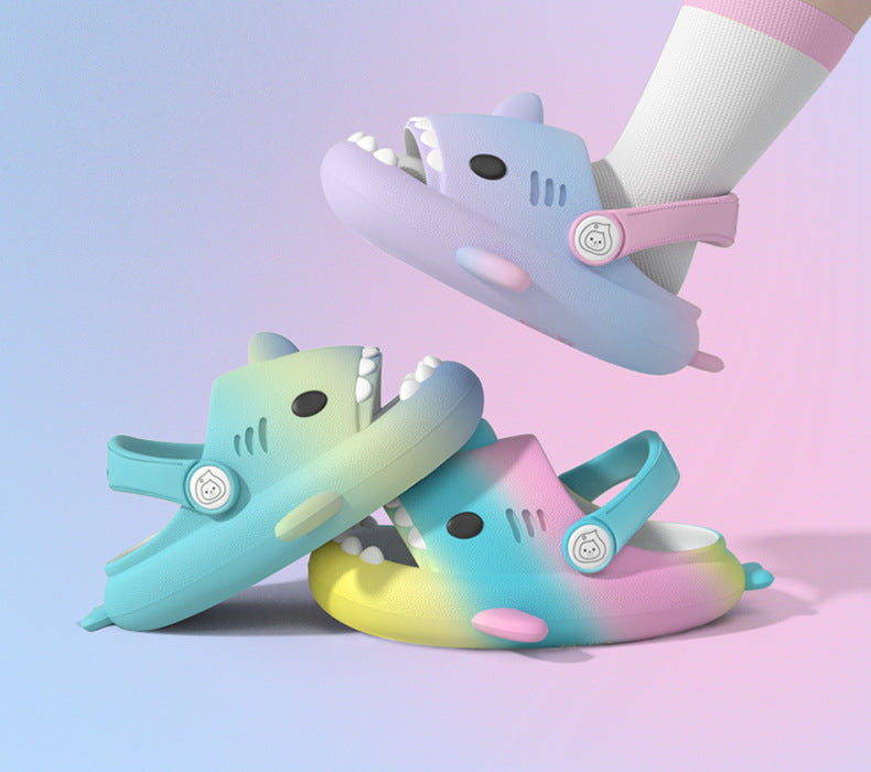 Original Three Color Gradient Shark Slippers with Shoelaces (Kids) | ZAKAPOP