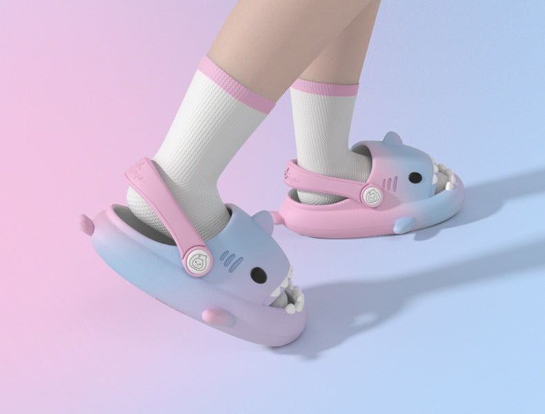 Original Three Color Gradient Shark Slippers with Shoelaces (Kids) | ZAKAPOP