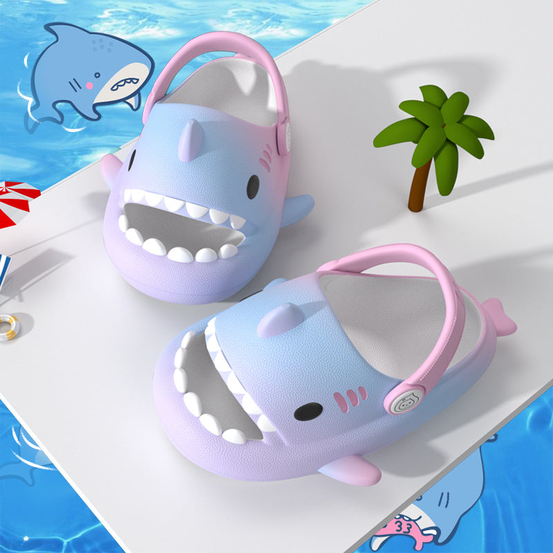 Original Three Color Gradient Shark Slippers  with Shoelaces (Kids) | ZAKAPOP