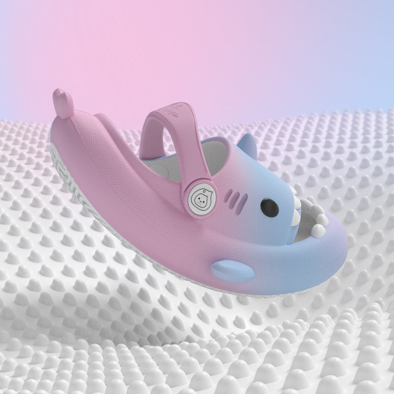 Original Three Color Gradient Shark Slippers with Shoelaces (Kids) | ZAKAPOP