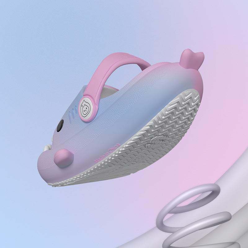 Original Three Color Gradient Shark Slippers with Shoelaces (Kids) | ZAKAPOP