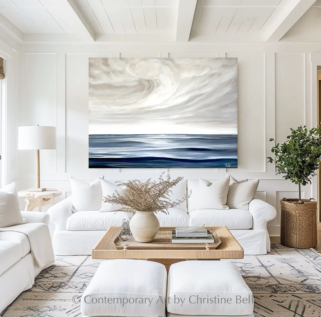 "The Calm Before the Storm" GICLÉE PRINT, Modern Coastal Ocean Seascape Beach Painting