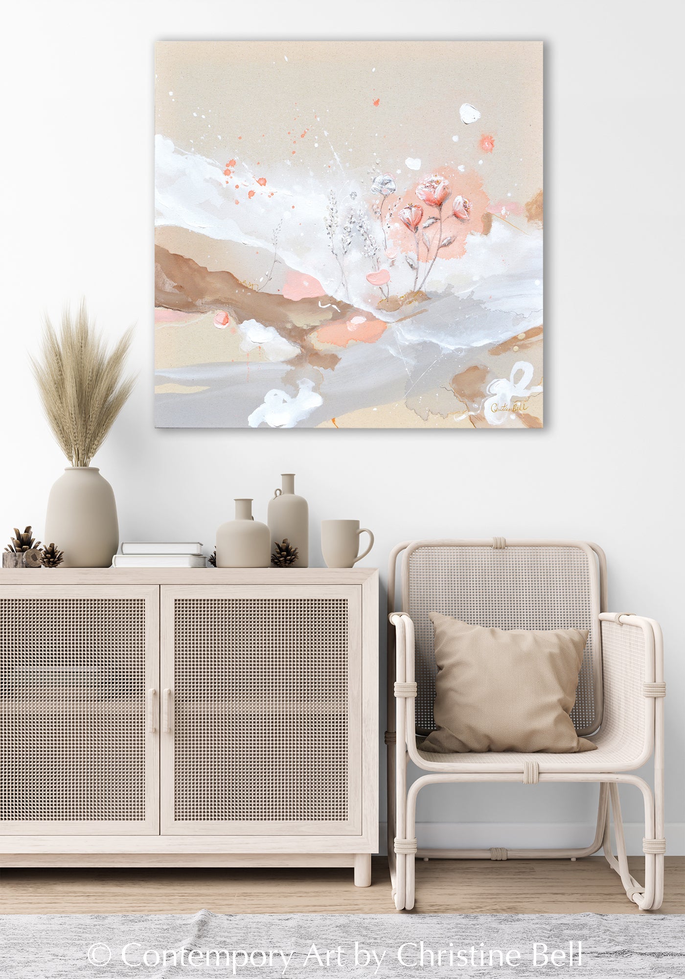 "Serendipity" GICLEE PRINT Abstract Painting, Blush Pink, Neutral, Flowers