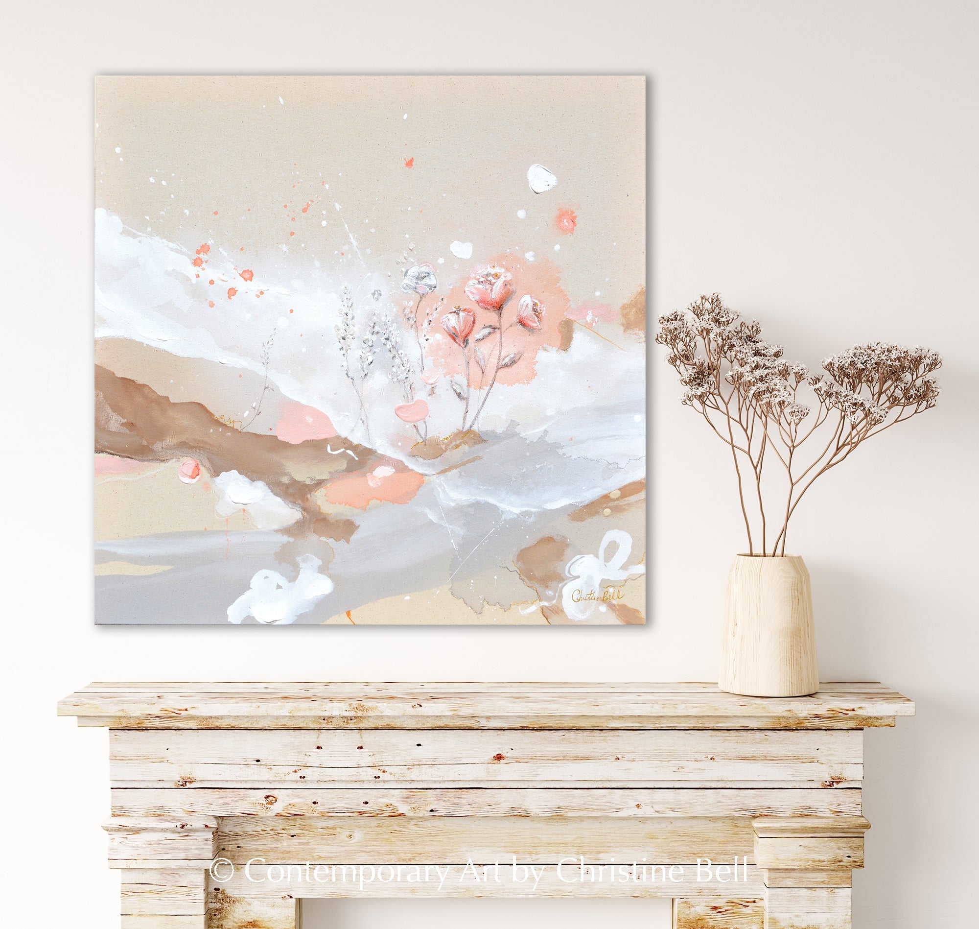 "Serendipity" GICLEE PRINT Abstract Painting, Blush Pink, Neutral, Flowers