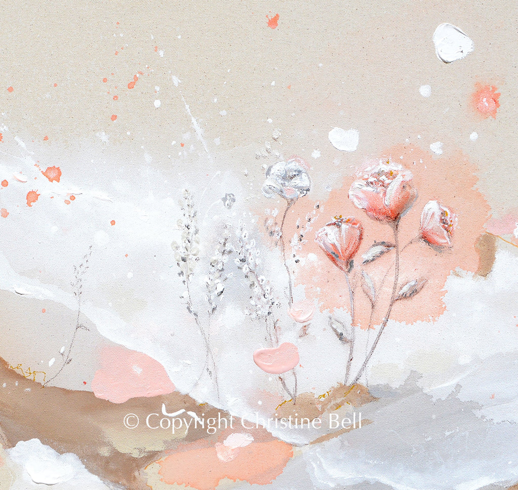 "Serendipity" GICLEE PRINT Abstract Painting, Blush Pink, Neutral, Flowers