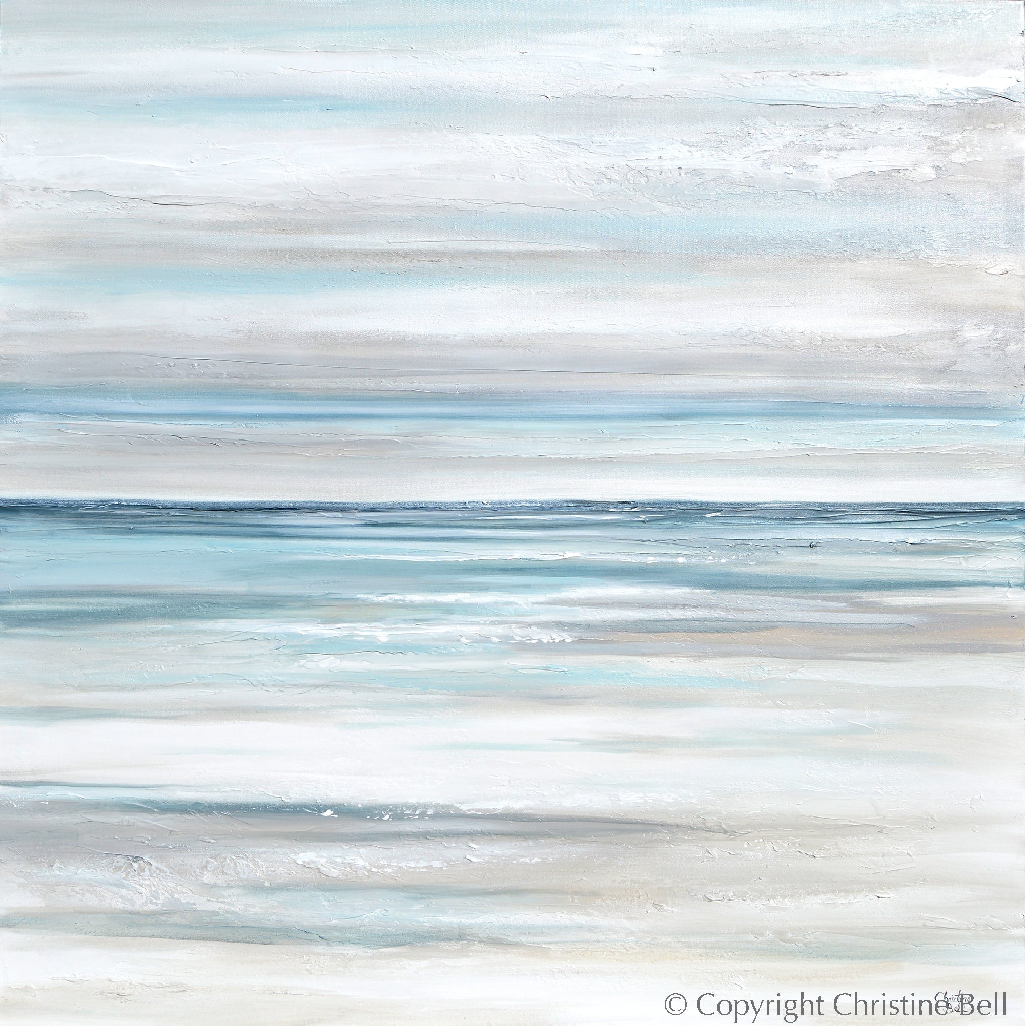 &amp;quot;Tranquility&amp;quot; GICLEE PRINT Coastal Abstract Painting, Neutral, Grey, White, Taupe, Blue
